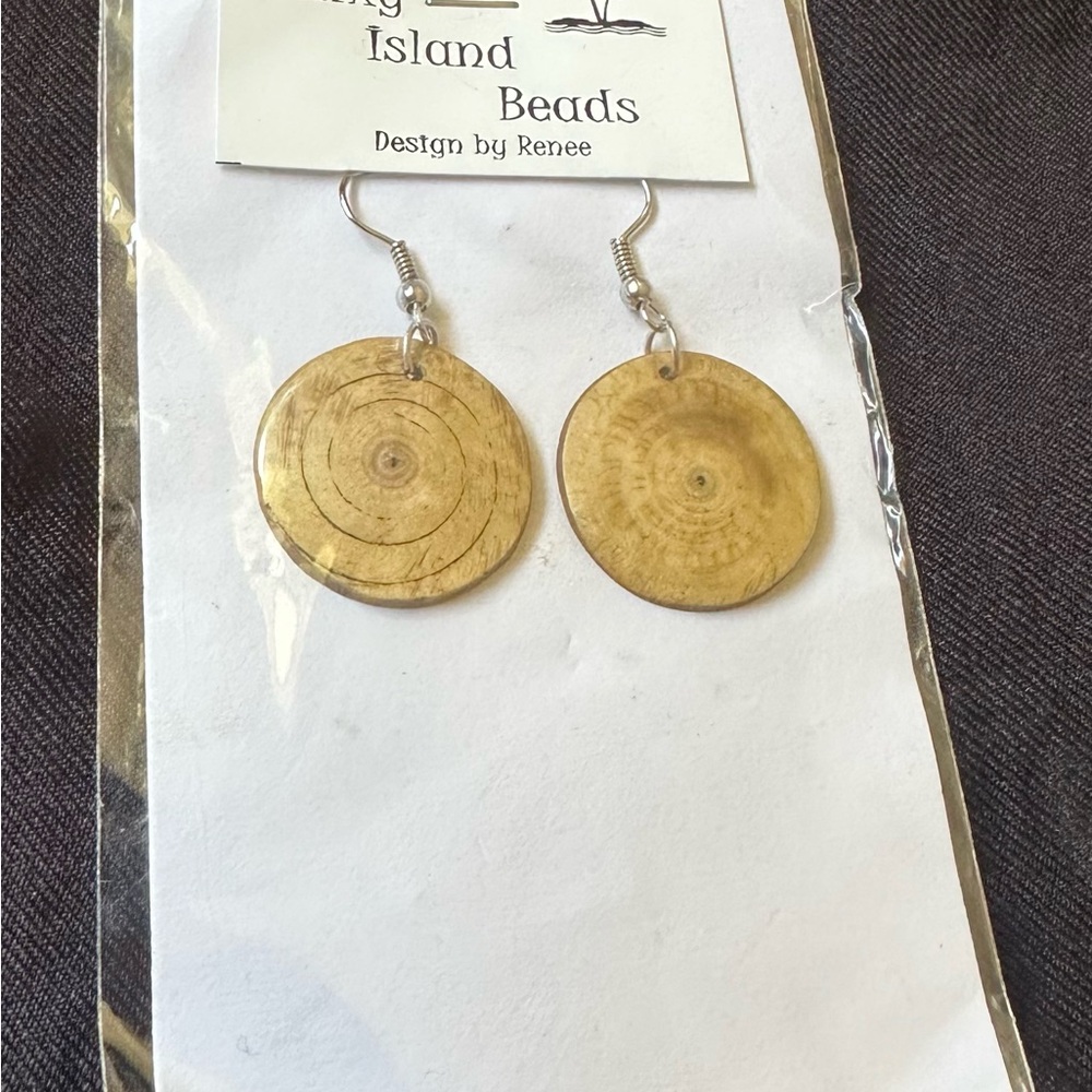 Faux Wooden Circle Earrings. NEW WITH TAGS (NWT)